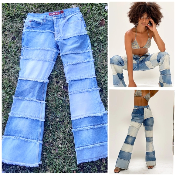Vintage ZanaDi Patchwork Denim Jean's 7J 1990s 00s - Picture 8 of 8